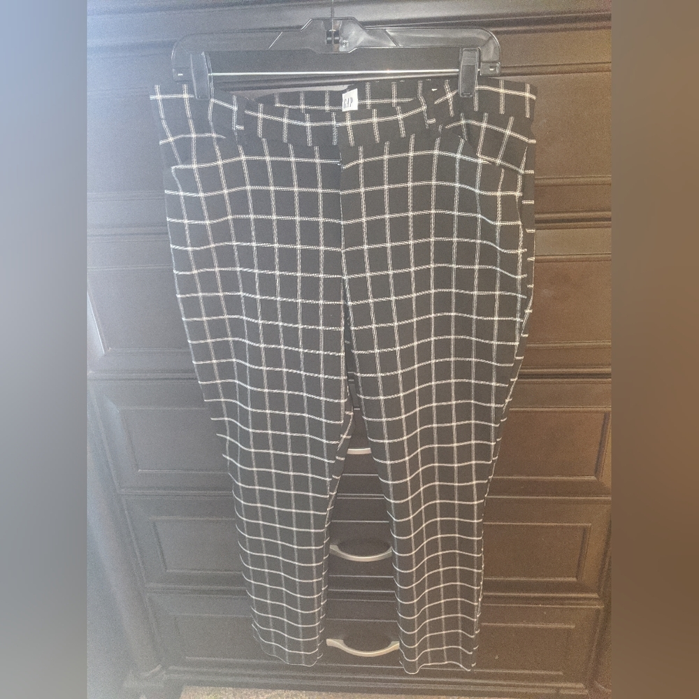 Gap Black and White Plaid Skinny Ankle Trousers - Size 16